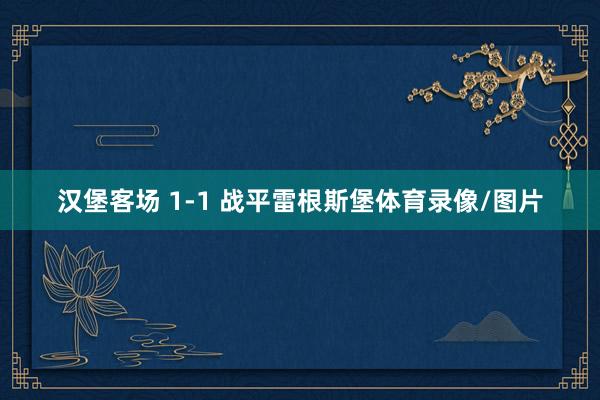 汉堡客场 1-1 战平雷根斯堡体育录像/图片